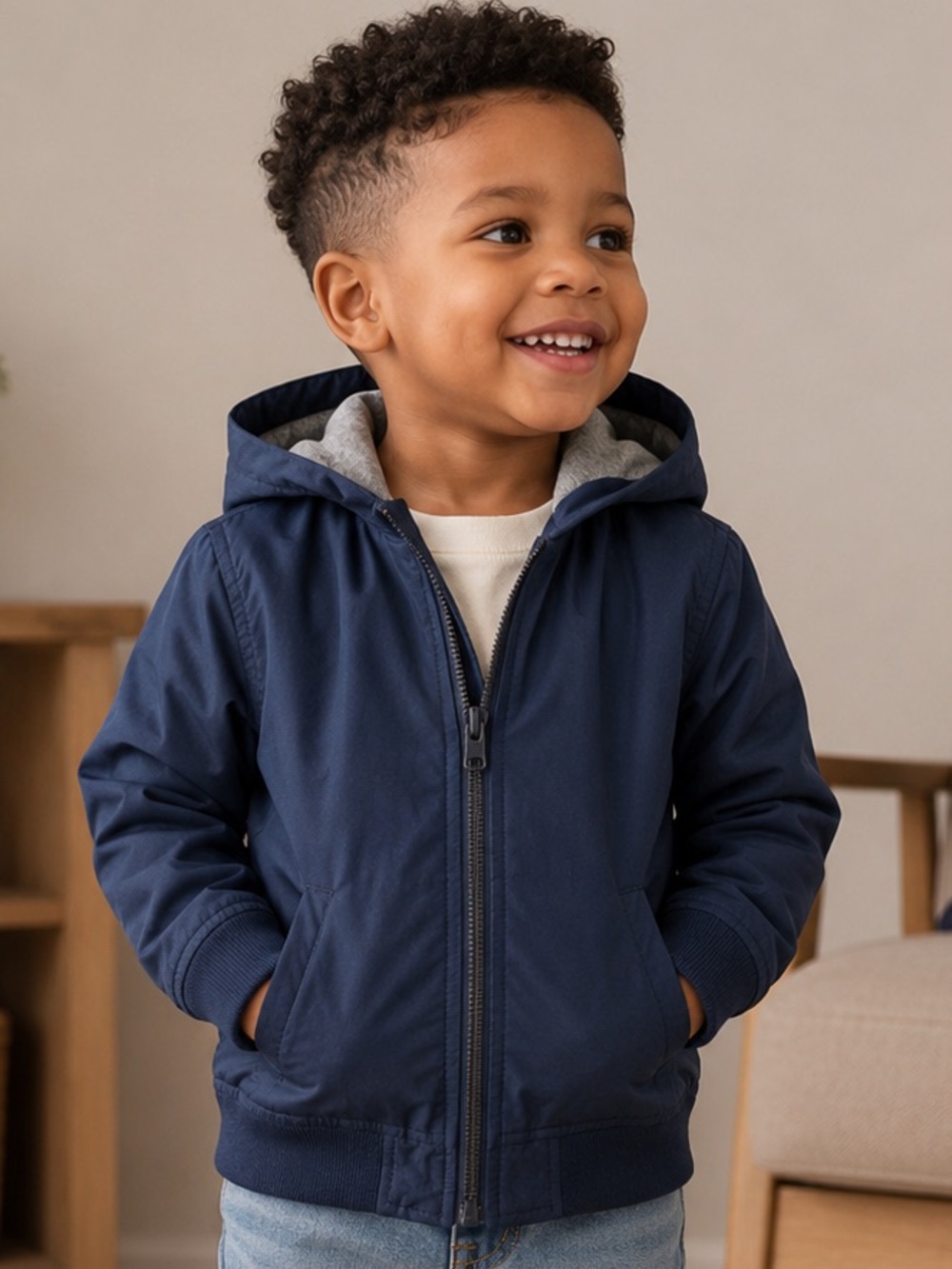 The Children’s Place Kids Navy Blue Jacket With Hood Size 4T